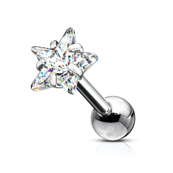 Jewelry - Bright Star Cubic Zirconia Tragus Stud
